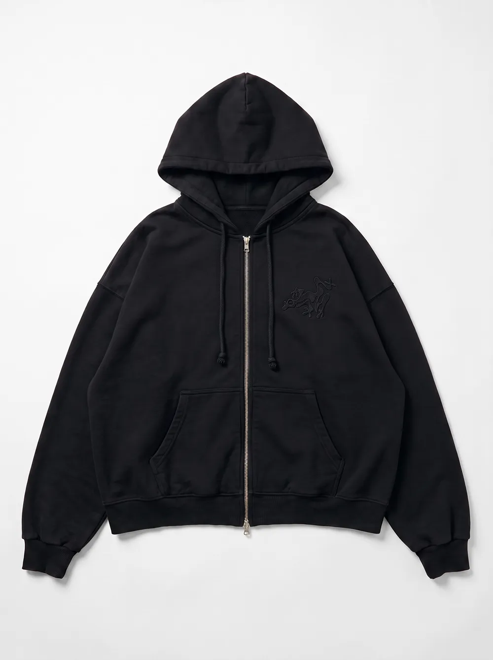 Zip Hoodie Schwarz – Vorderansicht